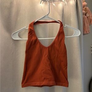 Urban Outfitters Terracotta Ribbed Halter Tank Top